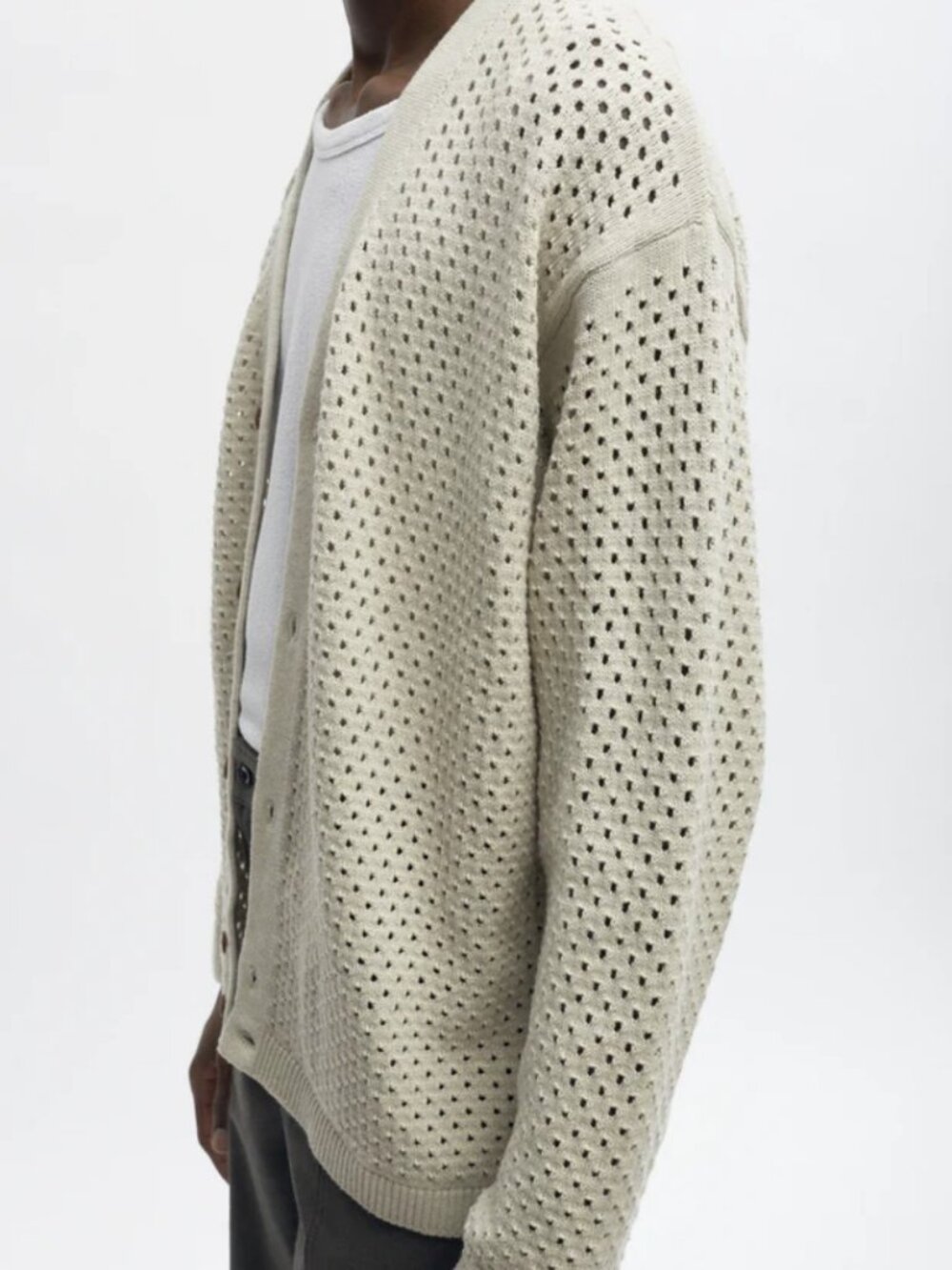 KOTN Men's Mina Cardigan in Oat Melange - Picture 3 of 6